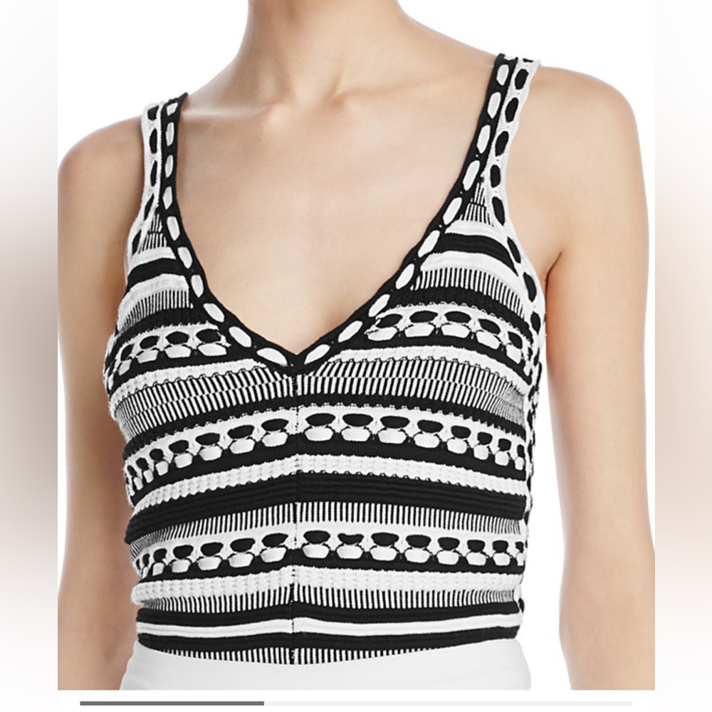 Alice + Olivia Sandrine Woven Crocket Crop Top